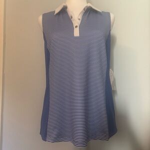 NWT Chico's Navy and White Striped Sleeveless Top  UPF 50 Outdoor Top size 0